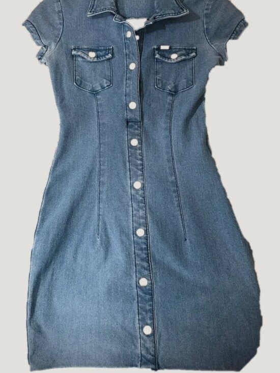 Guess Dresses & Skirts - Guess Blue Denim Button-Front Mini Dress w/ stretch.
